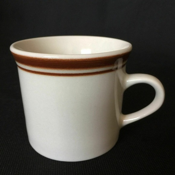Brickoven Stoneware Coffee Mug Tea Cup Ivory Brown Stripe Vintage Lot of 4 - Picture 5 of 6